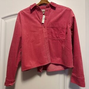 Madewell variegated corduroy button up shirt in pink